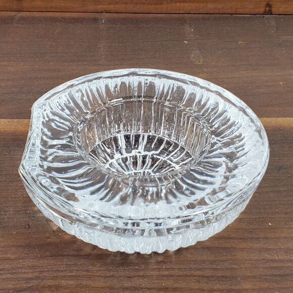 Vintage Orrefors Candle Holder Heavy Glass 5 Inch Round Holds 2 Inch Candle - Picture 2 of 5
